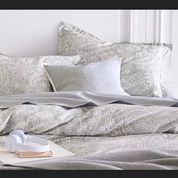 Pottery Barn Other - Pottery Barn king Vanessa duvet gray cream tencel